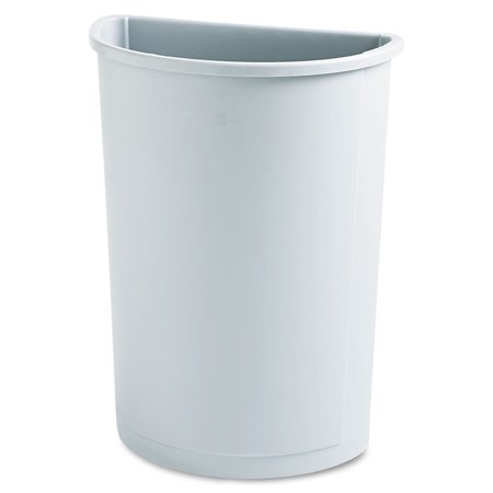 Rubbermaid Commercial 21 gal Half-Round Trash Can, Gray, Open Top, Plastic FG352000GRAY